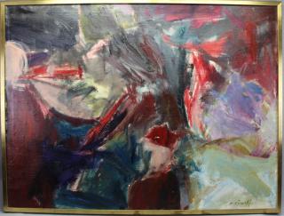 Appraisal: Charlotte Brieff NY Florida born Large abstract oil on canvas