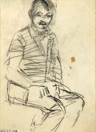 Appraisal: AMERICAN SCHOOL PORTRAIT OF A SEATED MAN Pencil on paper