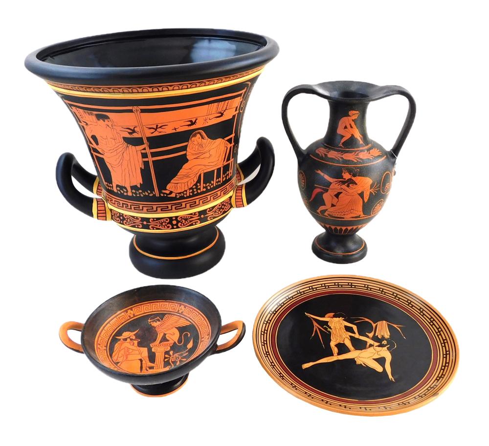 Appraisal: Four Ancient Greek-style pottery reproductions th st C details include