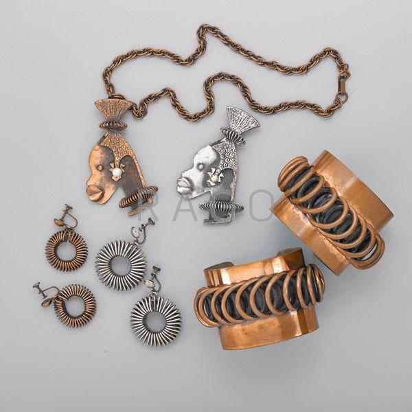 Appraisal: FRANK REBAJE MODERNIST COPPER OR COIL JEWELRY Condition Report