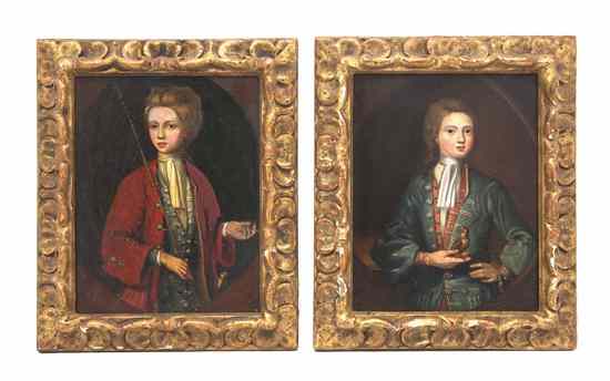 Appraisal: A Pair of English Portraits on Copper depicting two young