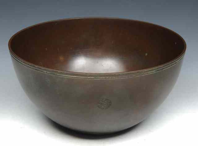 Appraisal: A Swedish Guldsmedsaktiebolaget - GAB patinated bronze bowl stamped and