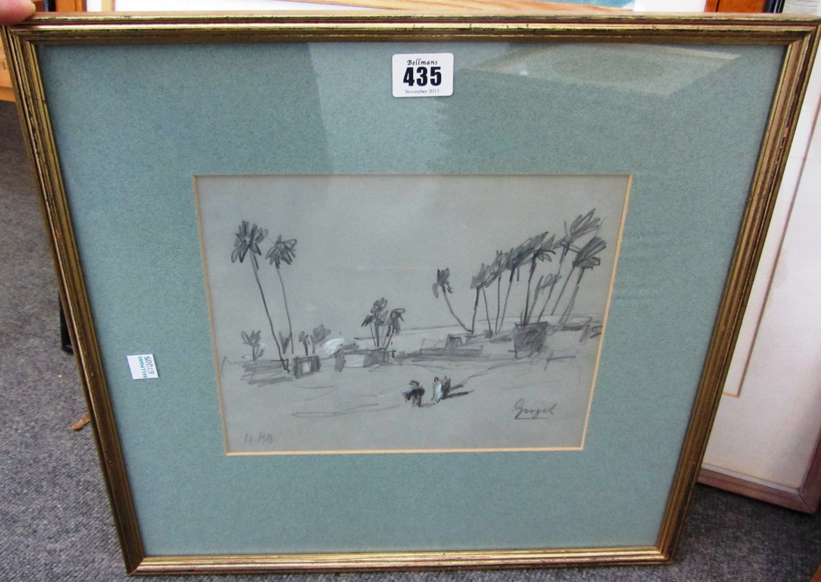 Appraisal: Hercules Brabazon Brabazon - Noth African landscape pencil heightened with