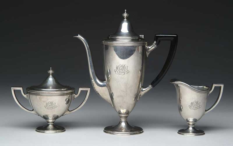 Appraisal: THREE PIECE STERLING SILVER TEA SET BY TIFFANY CO Set