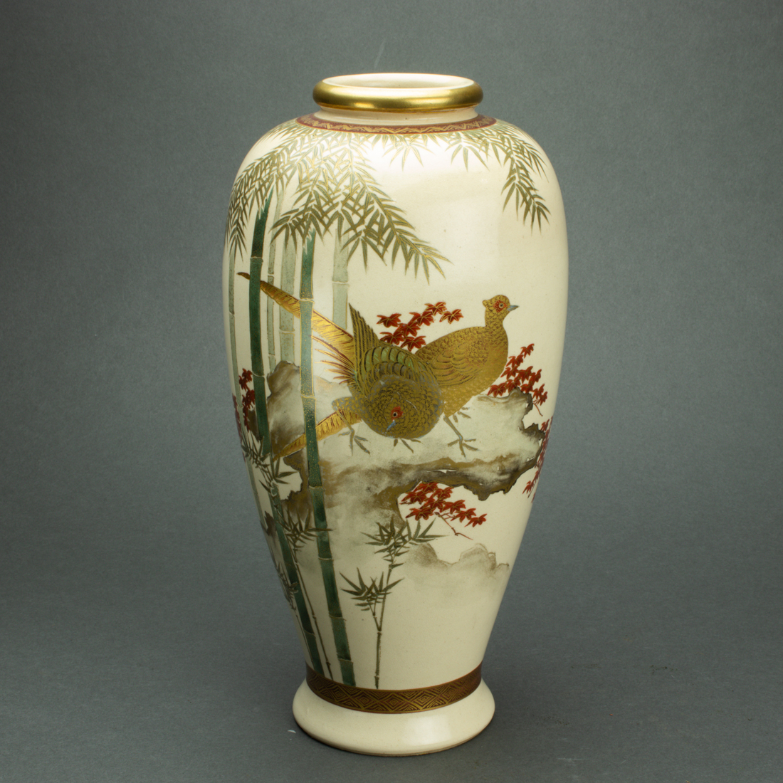 Appraisal: JAPANESE SATSUMA VASE Japanese Satsuma vase height