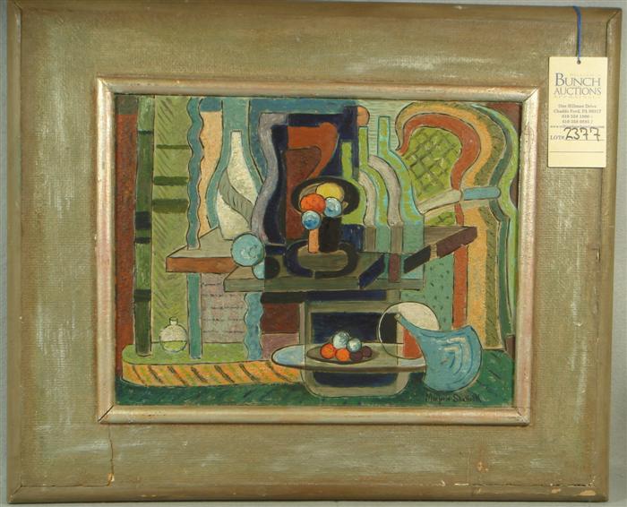 Appraisal: Marjorie Shattuck American th c oil on masonite abstract composition