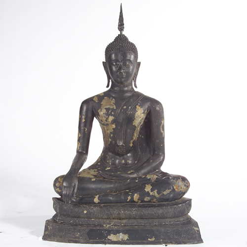 Appraisal: Bronze seated Buddha some damage x x