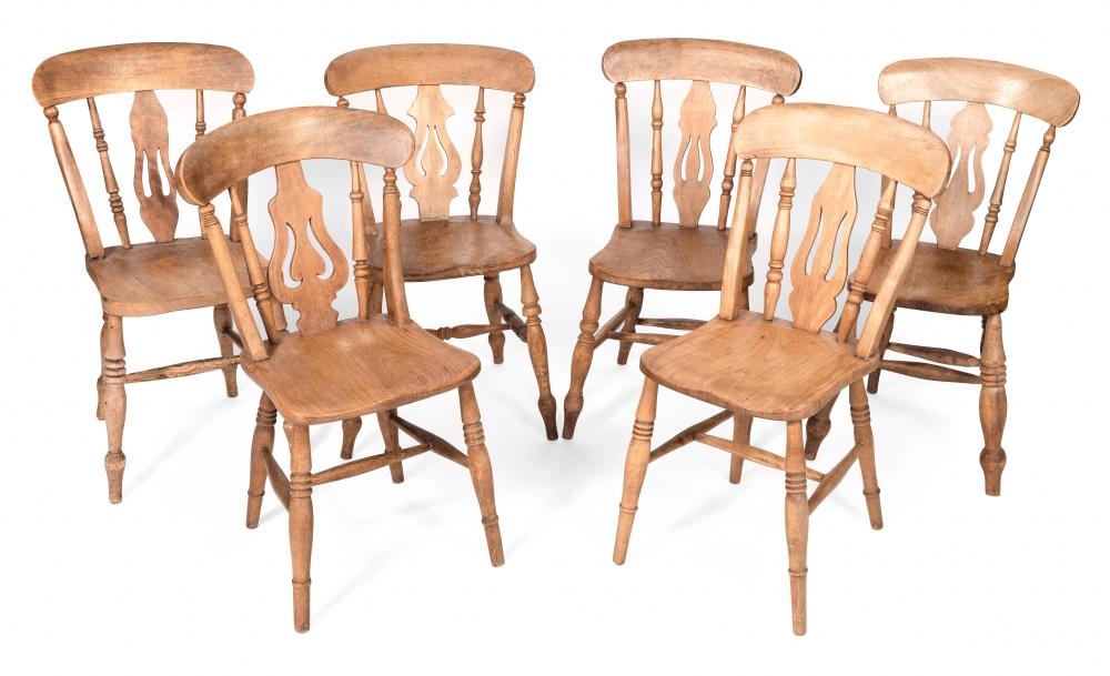 Appraisal: SET OF SIX SIMILAR ENGLISH COUNTRY CHAIRS TH CENTURY ENGLAND