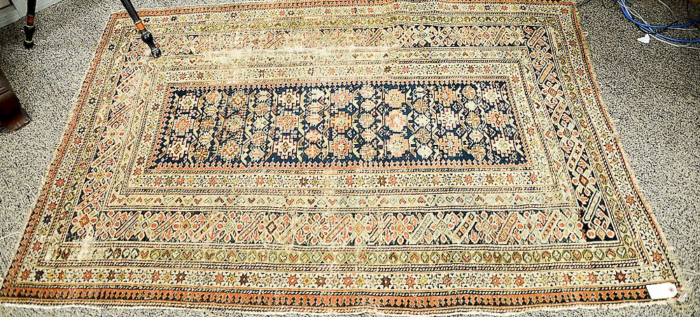 Appraisal: Caucasian Oriental throw rug wear ' x ' Caucasian Oriental