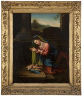 Appraisal: th Century Continental School After Correggio's ''Madonna Adoring the Child''