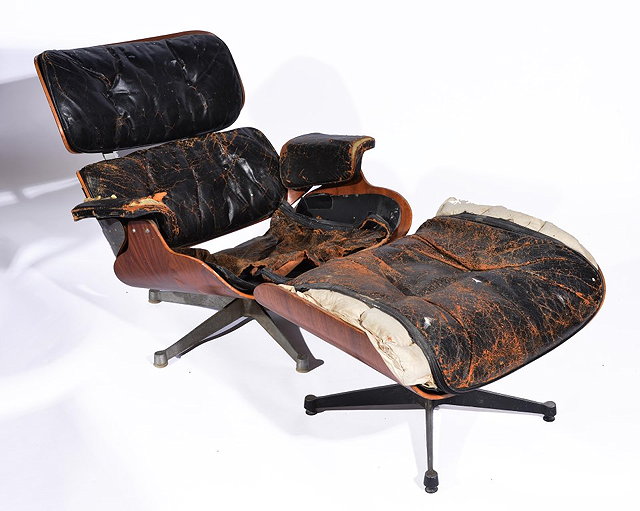 Appraisal: CHARLES AND RAY EAMES Lounge chair and ottoman designed This