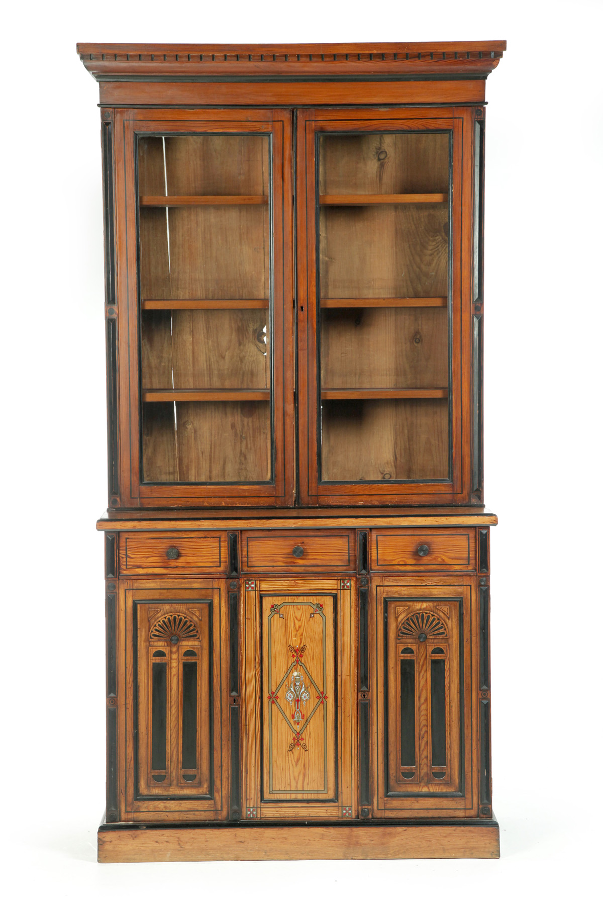 Appraisal: LATE VICTORIAN PINE TWO-PIECE STEPBACK CUPBOARD England th quarter- th