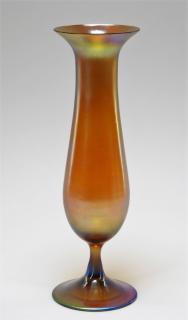 Appraisal: Steuben Aurene Gold Art Glass Fluted Vase NEW YORK EARLY