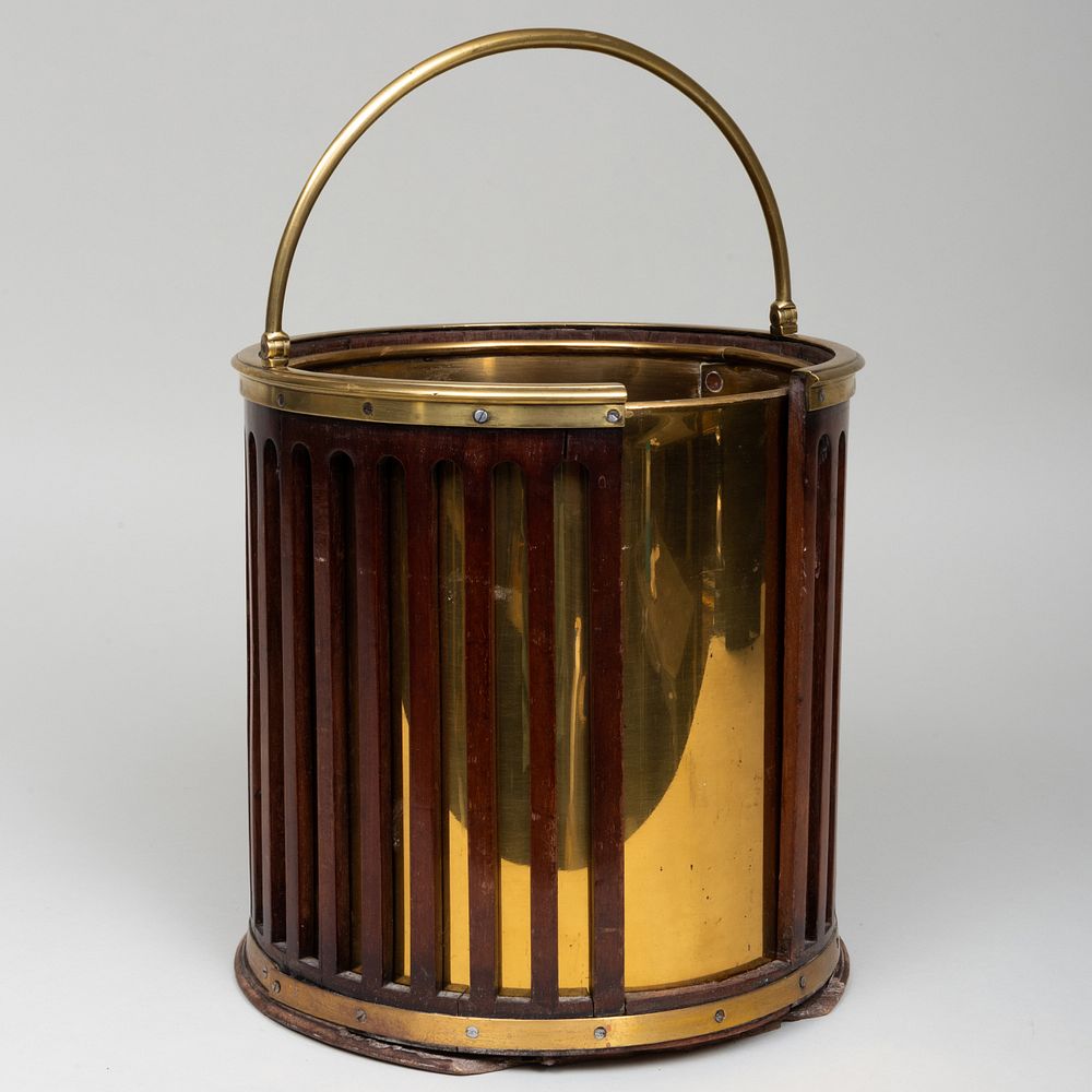 Appraisal: Regency Mahogany and Brass Plate Bucket x in diam Condition