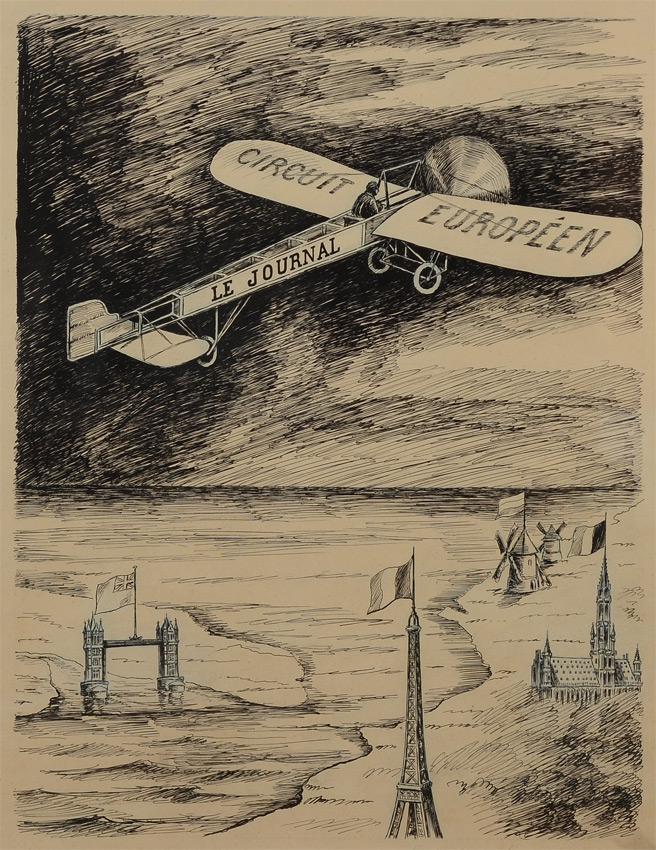 Appraisal: LE JOURNAL CIRCUIT EUROPEEN AVIATION ART Scene of early airplane