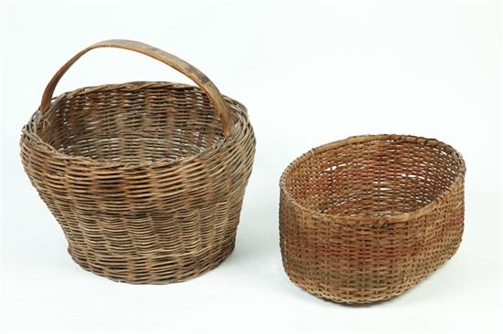 Appraisal: TWO BASKETS American early th century Woven splint ''h ''l