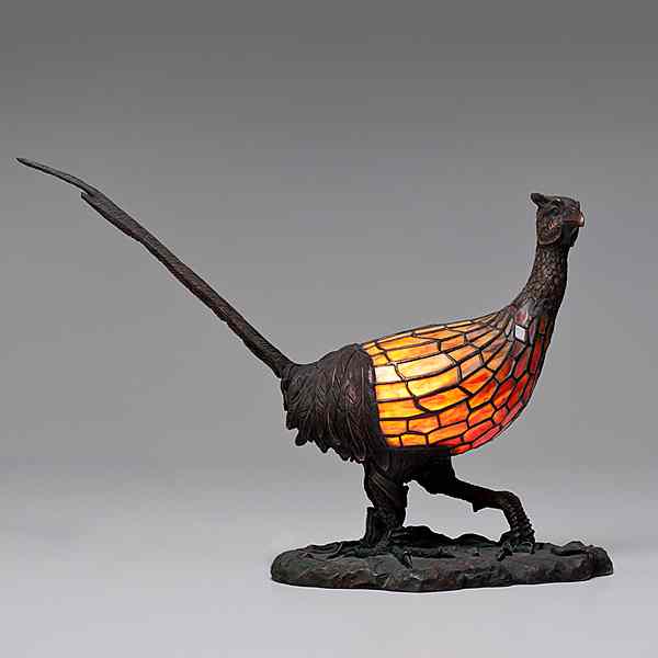 Appraisal: Schneider French Pheasant Lamp Nancy France ca s An Art