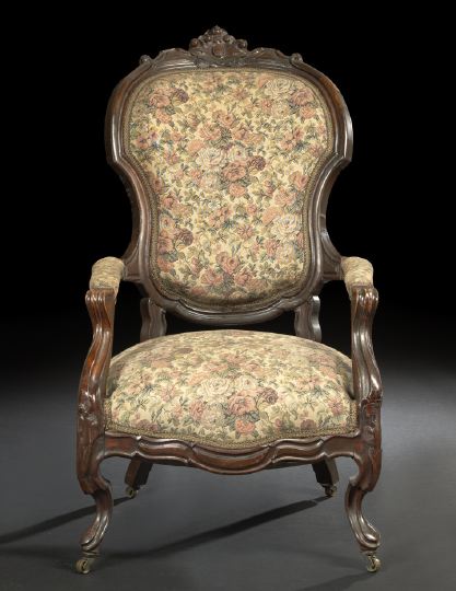 Appraisal: American Rococo Revival Rosewood Armchair third quarter th century the