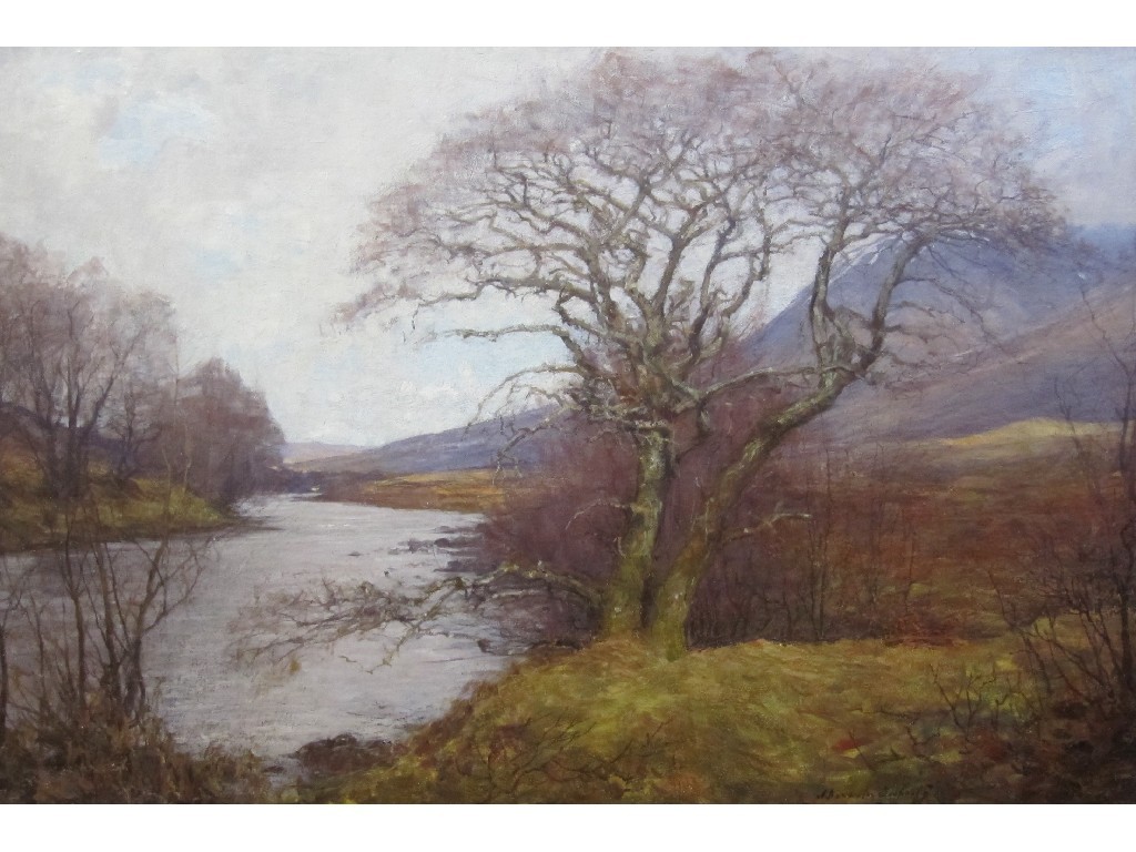 Appraisal: ALEXANDER BROWNLIE DOCHERTY - A BEND IN THE RIVER Oil