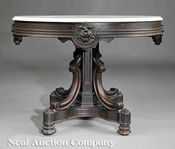 Appraisal: A Good American Renaissance Carved Mahogany Center Table mid- th