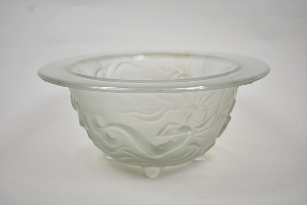 Appraisal: LALIQUE FROSTED GLASS BOWL th Century Bearing R Lalique The