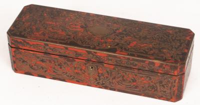 Appraisal: A red tortoiseshell Boulle work glove box lock marked LT