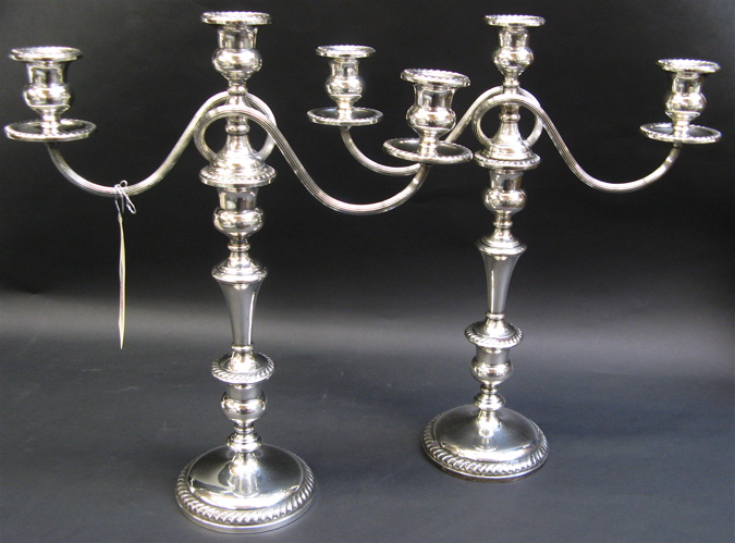 Appraisal: PAIR OF AMERICAN STERLING SILVER CANDELABRA -light - H or