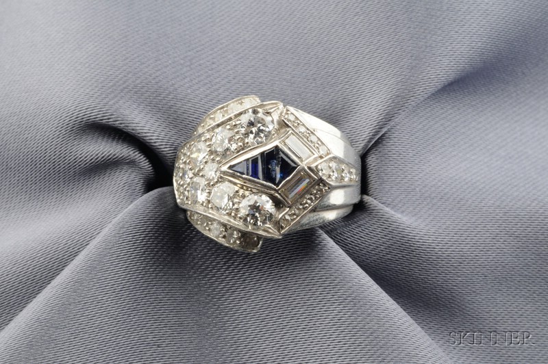 Appraisal: Art Deco Platinum and Diamond Ring designed as a buckle