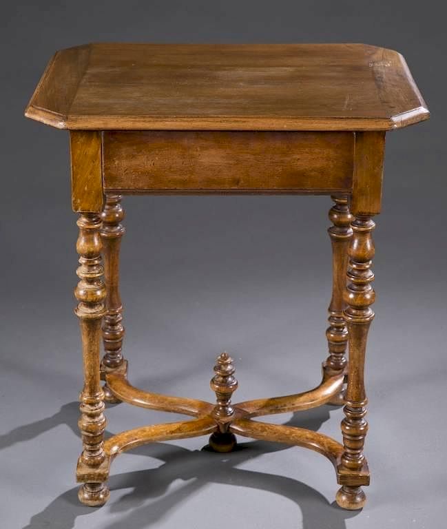 Appraisal: William and Mary walnut table with drawer A William and