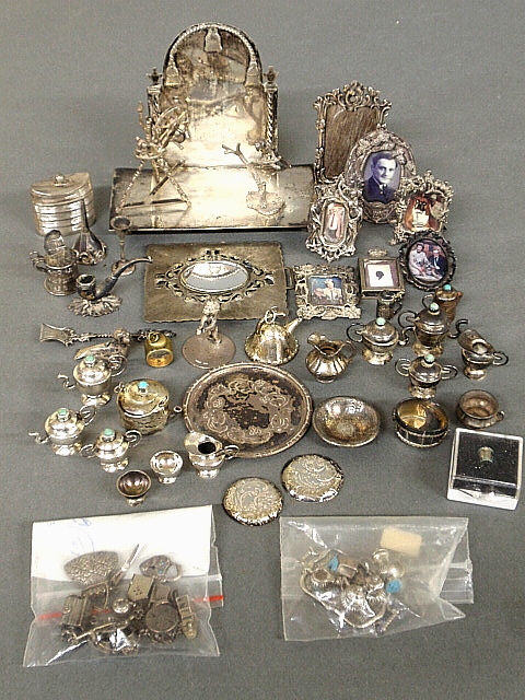 Appraisal: - Group of miniature silver and silverplate furnishings and accessories