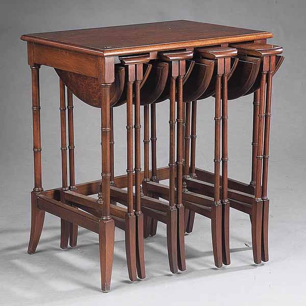 Appraisal: A Set of Georgian-Style Mahogany Quartetto Tables th c the