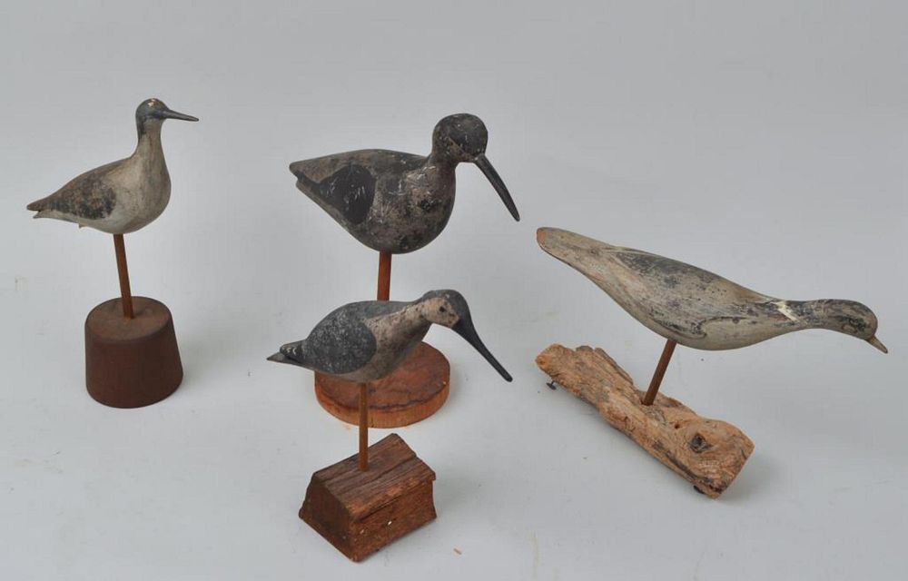 Appraisal: Group Carved Painted Shorebird Decoys comprising a Cape Cod lesser