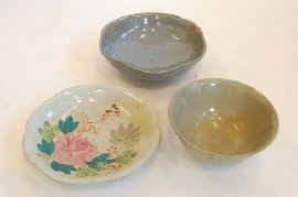 Appraisal: GROUP OF THREE CHINESE PORCELIAN BOWLS INCL CELADON