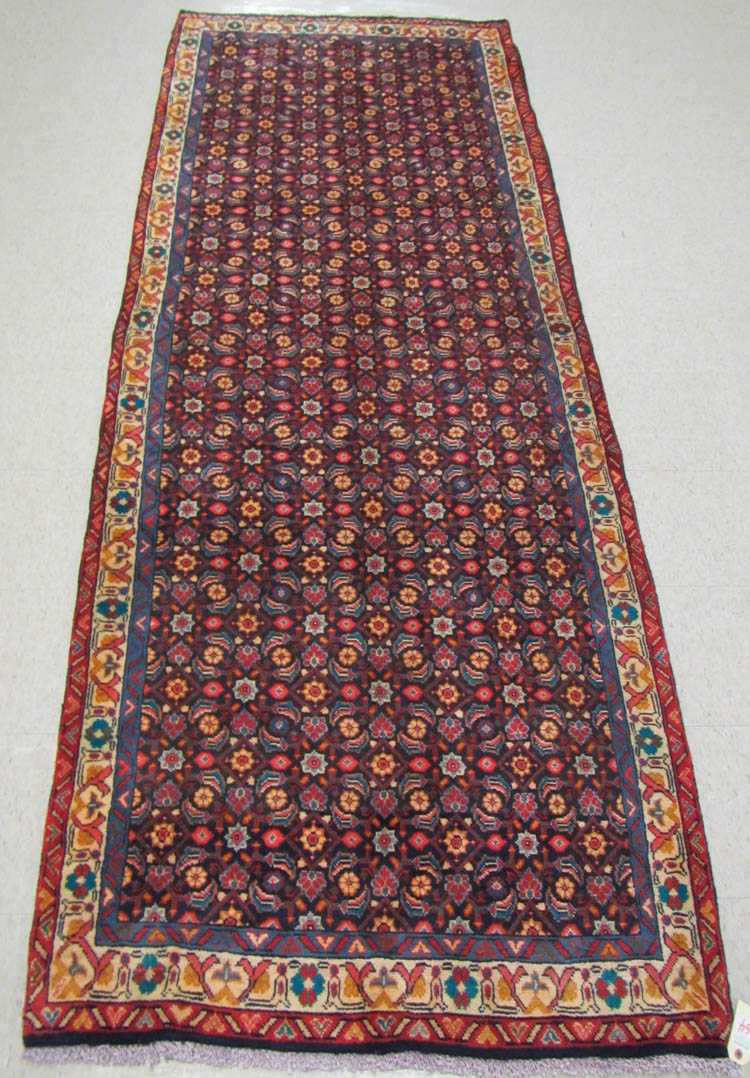 Appraisal: PERSIAN HALL RUG hand knotted in an overall Herati floral