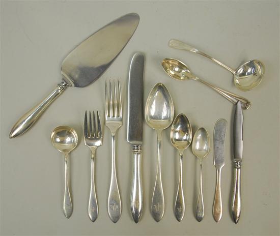 Appraisal: AMERICAN SILVER PARTIAL FLATWARE SERVICE Towle Silversmiths makers Shreve Crump