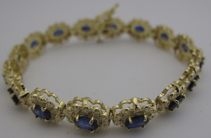 Appraisal: SAPPHIRE DIAMOND AND K GOLD BRACELET in length and set