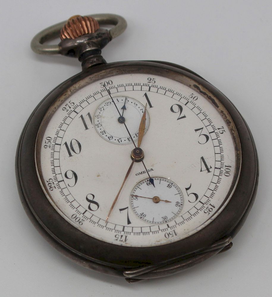 Appraisal: SILVER Omega Silver Chronometer Pocket Watch Omega silver chronometer open