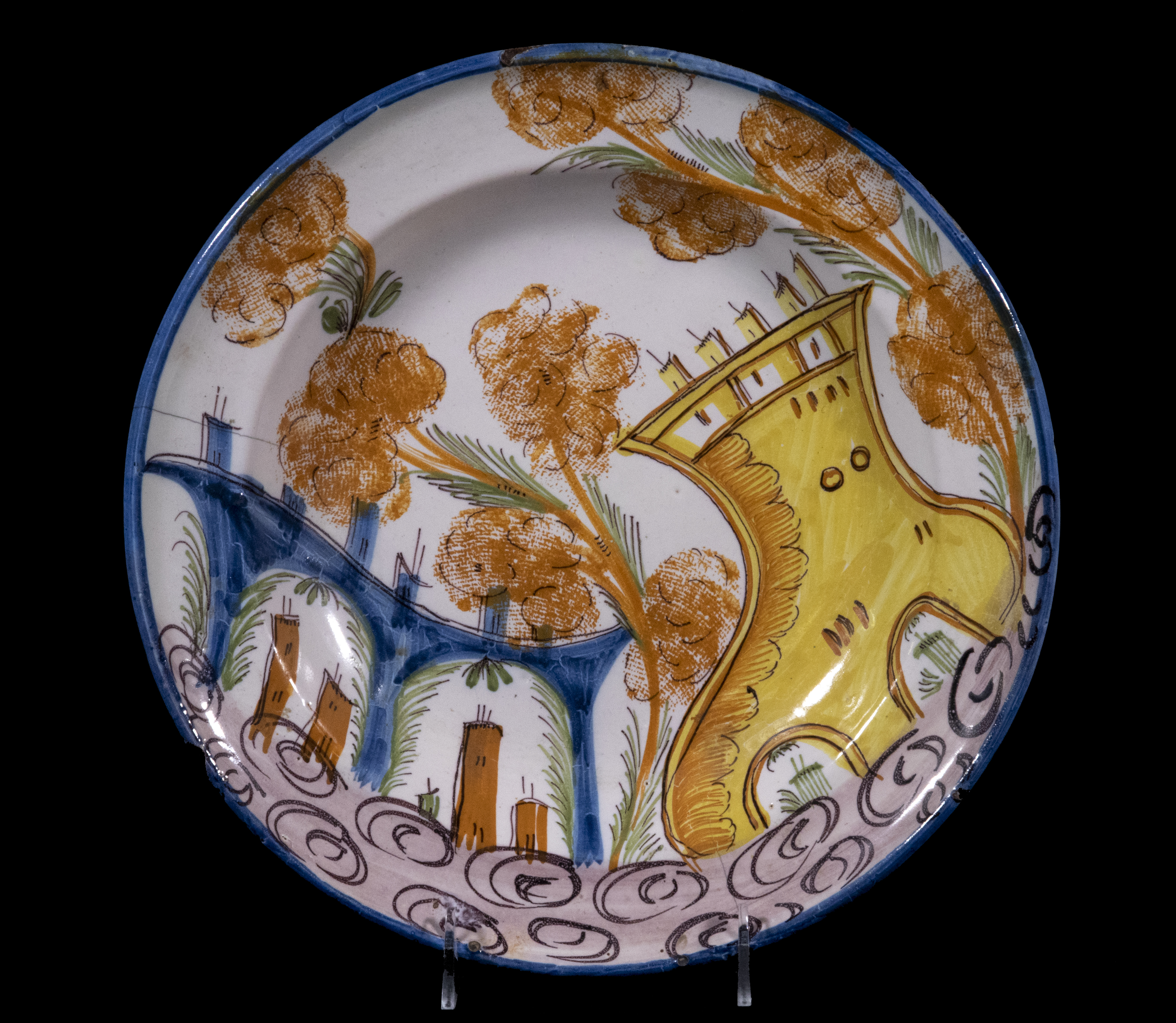 Appraisal: EARLY CONTINENTAL FAIENCE PLATE th c Tin Glazed Earthenware Plate