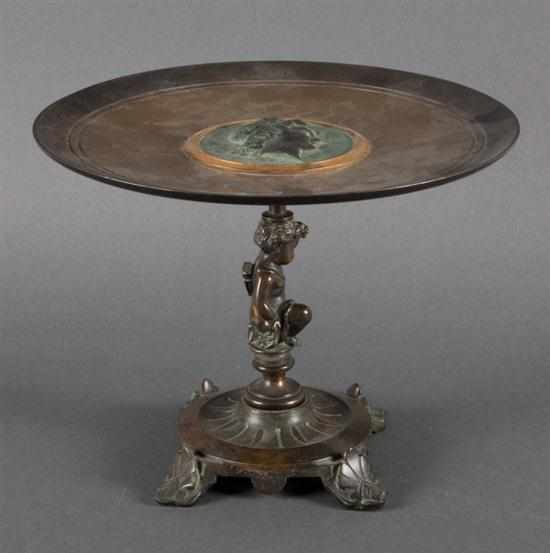 Appraisal: Renaissance Revival style patinated bronze tazza circa top with relief