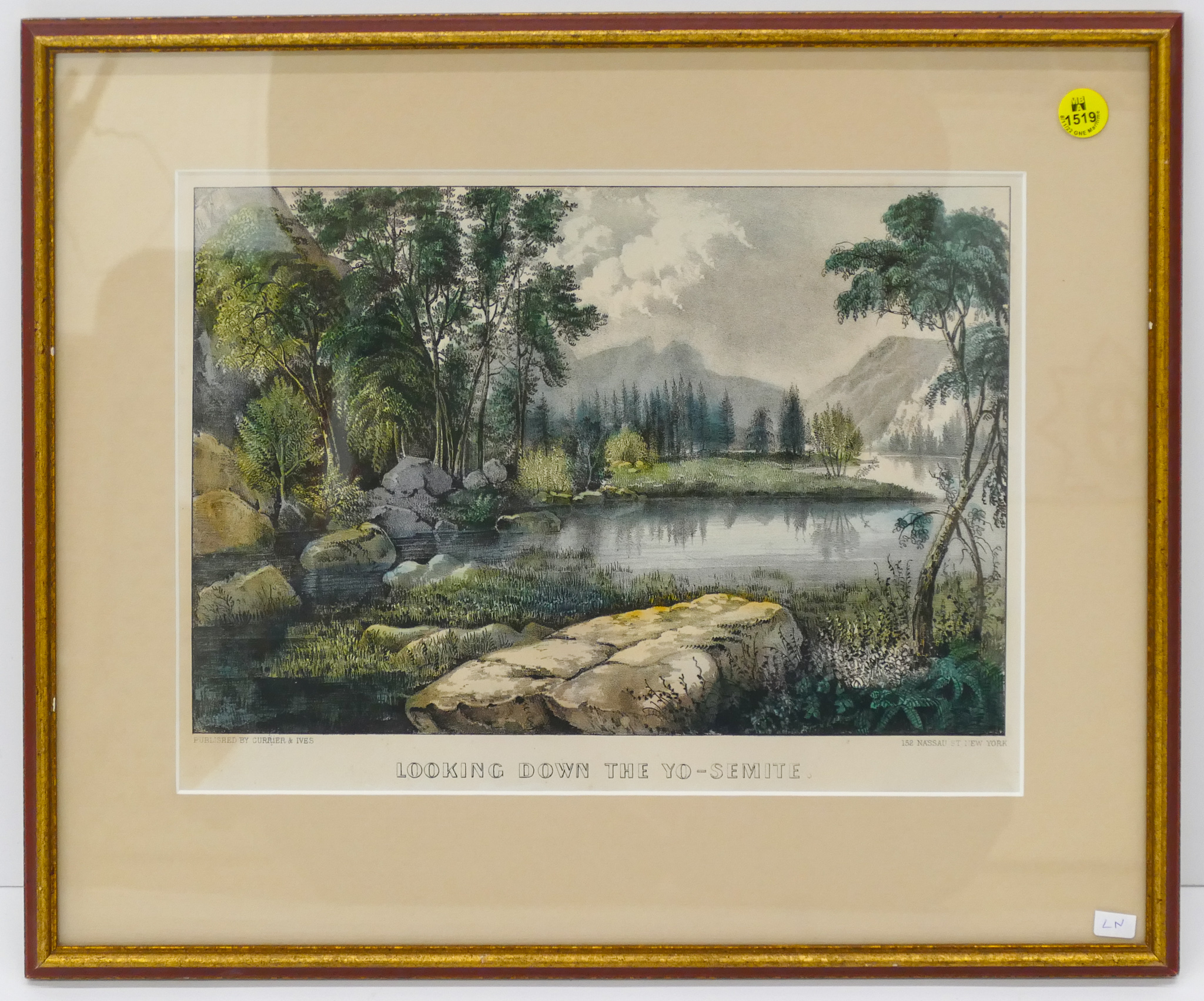 Appraisal: Antique Currier Ives Yosemite Lithograph Framed ''x ''