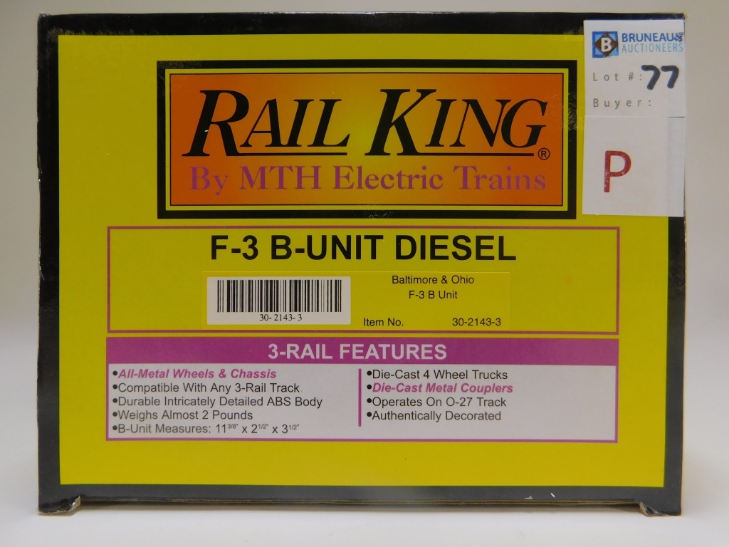 Appraisal: RAIL KING BALTIMORE OHIO F- B-UNIT DIESEL TRAIN Item no