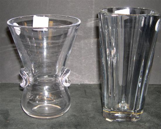 Appraisal: Two crystal vases Baccarat vase expanding octagonal form and Steuben