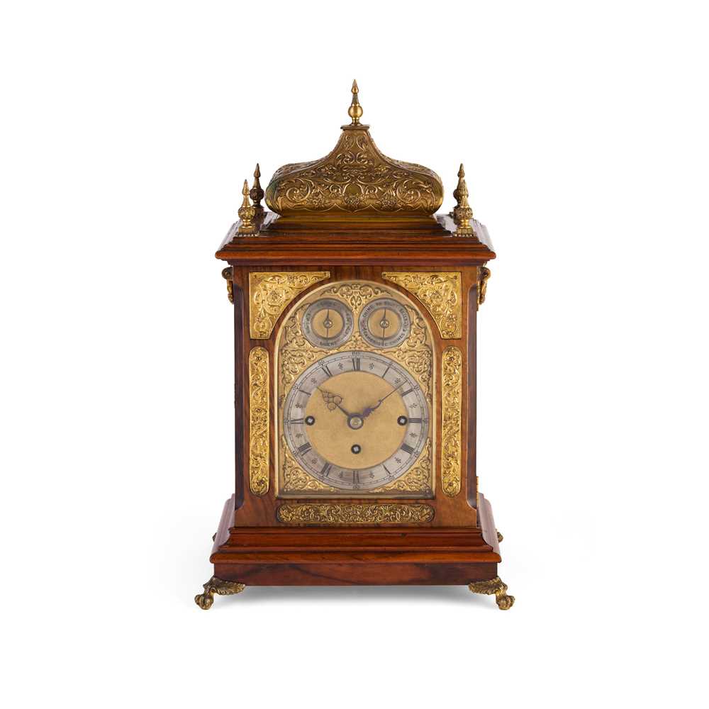 Appraisal: VICTORIAN WALNUT AND GILT METAL CHIMING BRACKET CLOCK LATE TH