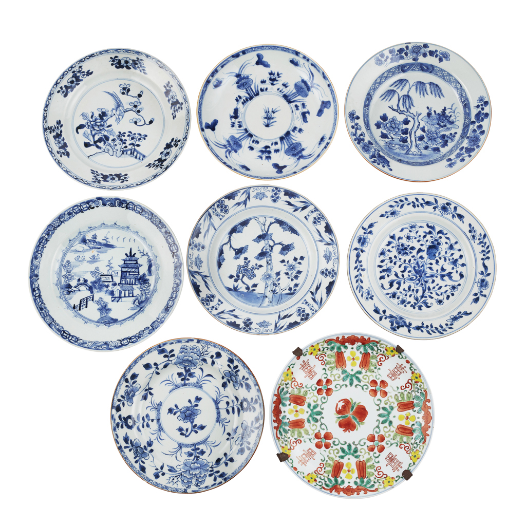 Appraisal: COLLECTION OF EXPORT BLUE AND WHITE PLATES QING DYNASTY TH