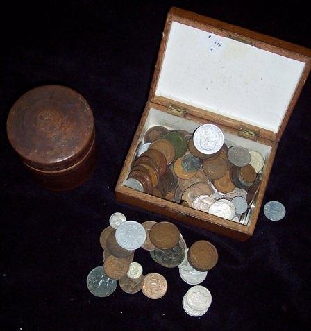 Appraisal: Sundry coins th Century and later contained on an oak