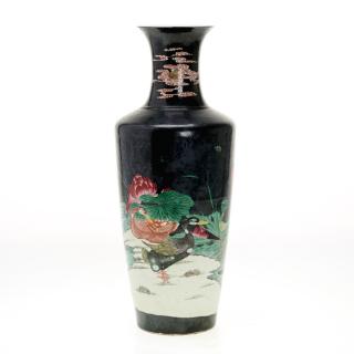 Appraisal: Chinese famille noir porcelain baluster vase Chinese famille noir porcelain