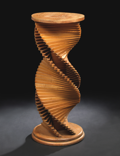 Appraisal: Interesting Contemporary Oak Revolving Occasional Table of double helix form