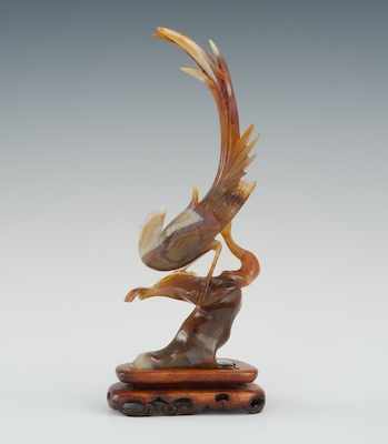 Appraisal: A Large Carved Banded Agate Bird Chinese th Century Translucent