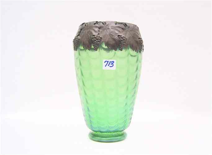 Appraisal: AUSTRIAN ART GLASS VASE in the Loetz manner The green