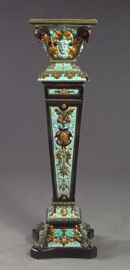 Appraisal: Fine and Rare Rorstrand Sweden Parcel-Gilt Majolica Tripartite Pedestal in